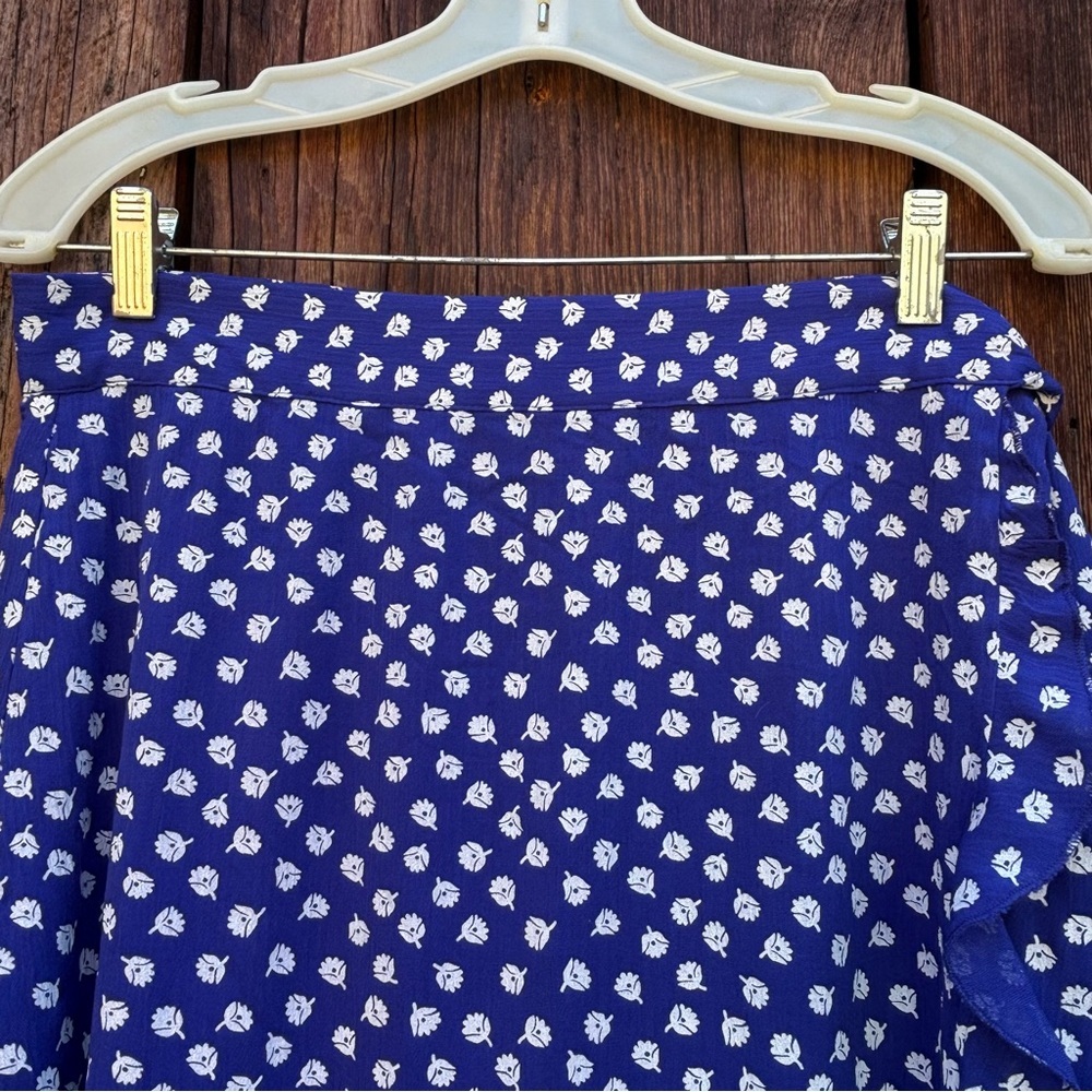 Maeve Blue and White High Low Skirt - Picture 3 of 11